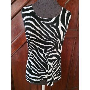 Chicos Zebra Print Sleeveless Tank Top Size 1 Cotton Blend Medium